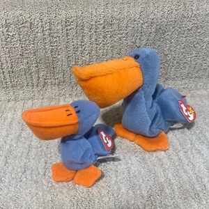 Ty Beanie Baby Scoop style 4107 & Teenie Beanie Baby Scoop. Pelicans. No flaws